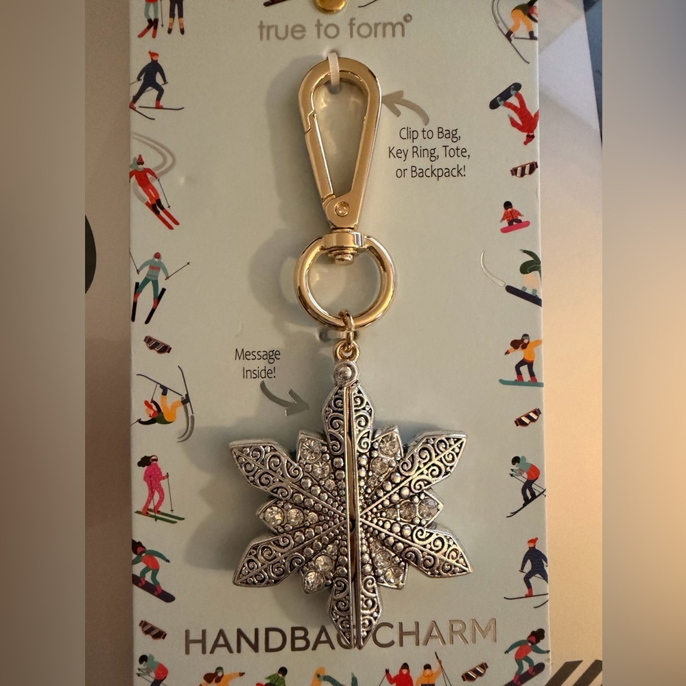 True to Form Silver Snowflake Keychain with Gold Clip - Picture 3 of 5